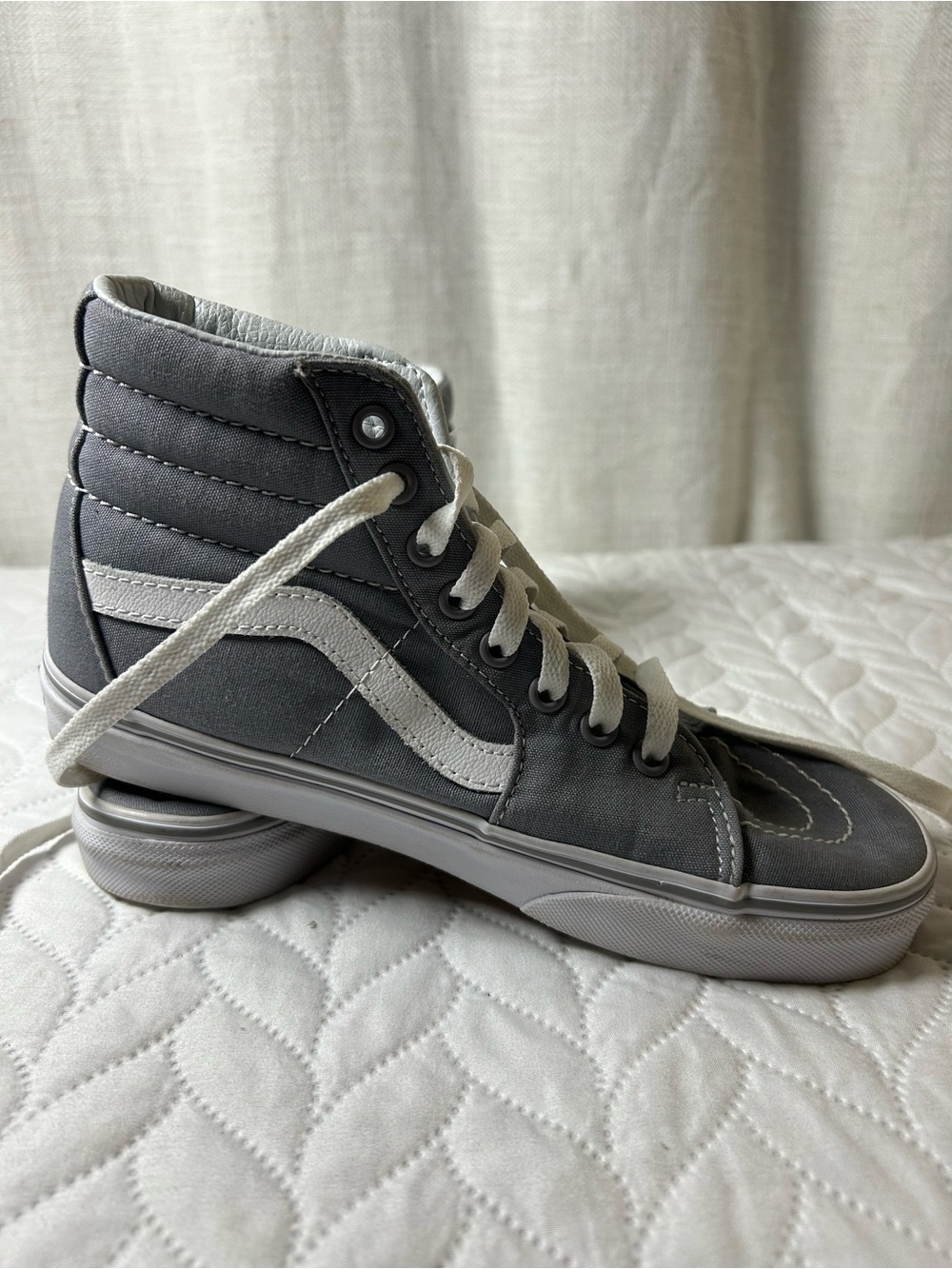 Vans Sk8-Hi Slim Gray Canvas High Top Sneakers - Women’s 7.5/ Men’s 6 - Picture 5 of 8